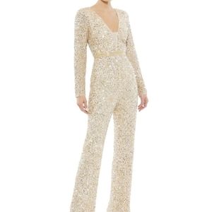 NWT MAC DUGGAL Mac Duggal 5411 Long Sleeve Sequin Jumpsuit size 0